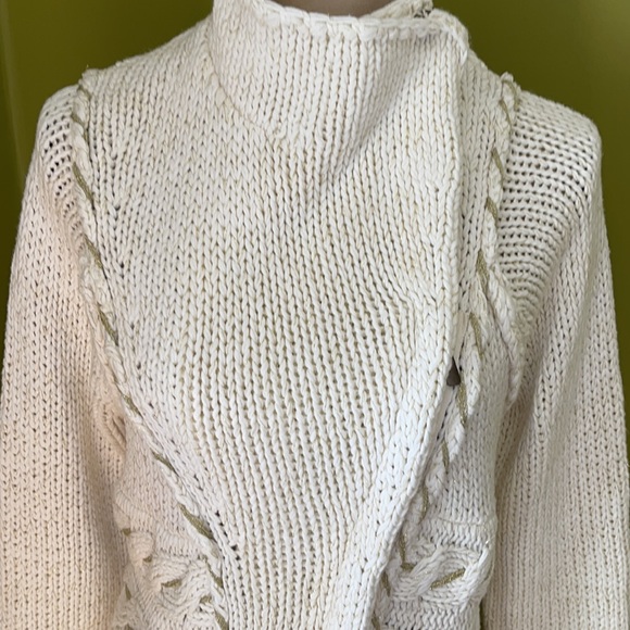 BOSTON DESIGN STUDIO  ASYM ZIPPER LUREX CARDIGAN L - Picture 4 of 16